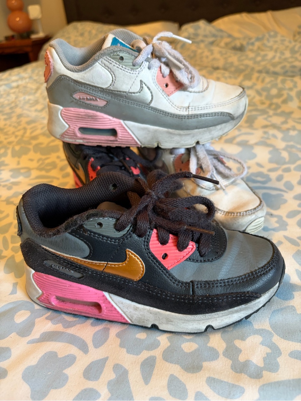 2 pair - Nike Kids' Air Max Style Sneakers — Gray, Pink & Gold